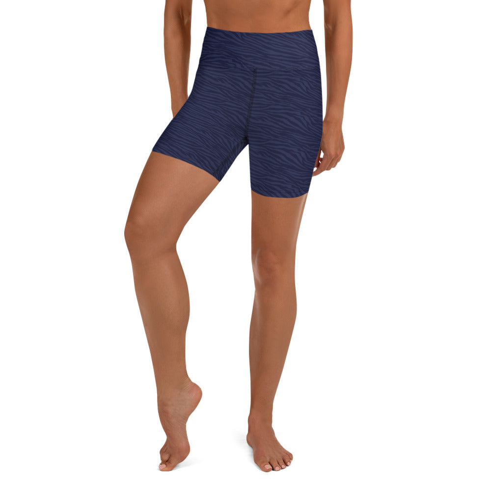 Navy Blue Tiger Biker Shorts - COCOBLACK