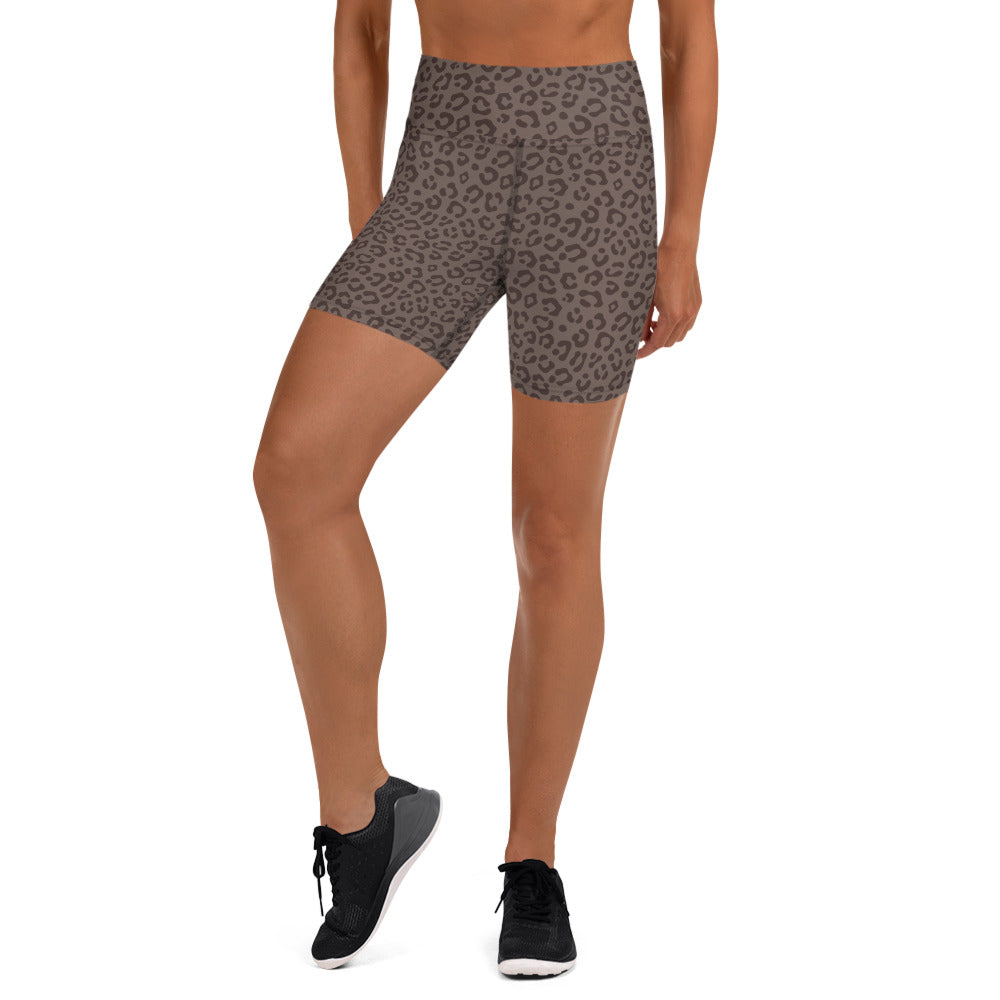 Brown Leopard Biker Shorts - COCOBLACK