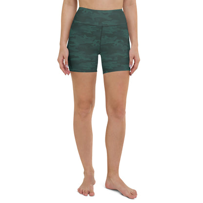 Dark Green Camo Biker Shorts - COCOBLACK