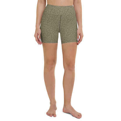 Olive Leopard Biker Shorts - COCOBLACK