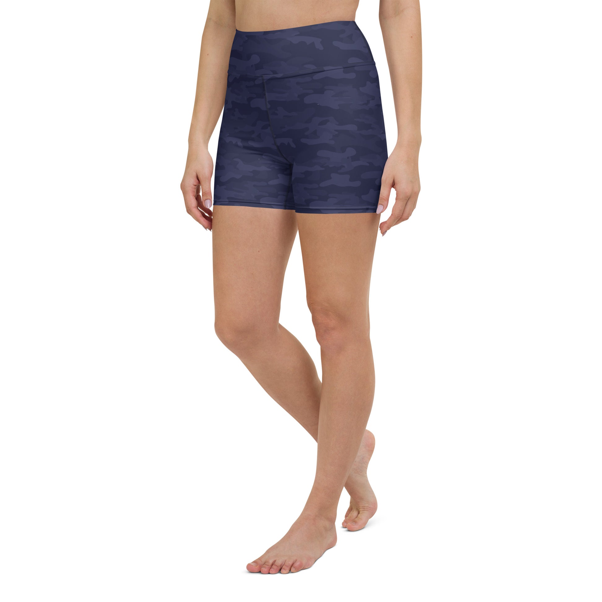 Navy Blue Camo Biker Shorts - COCOBLACK