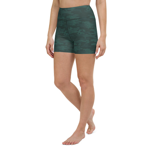 Dark Green Camo Biker Shorts - COCOBLACK